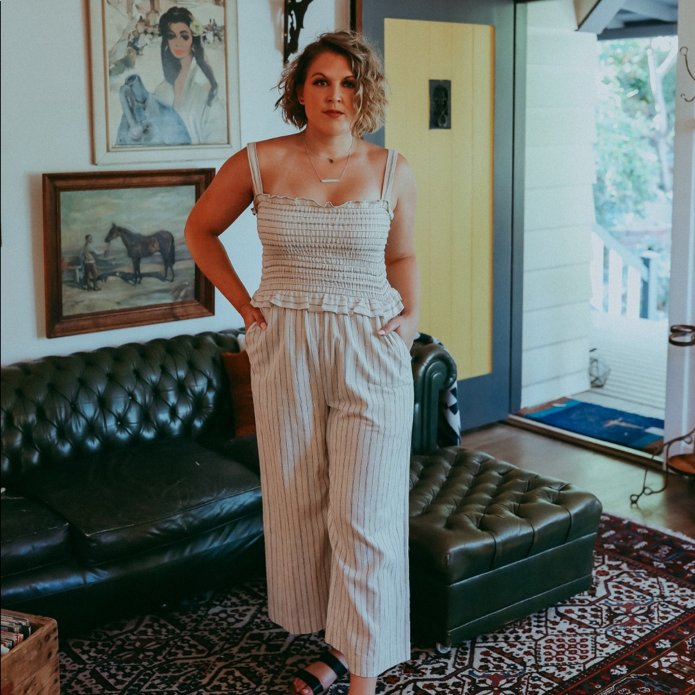Whimsy & Row - Striped/Smocked Jumpsuit